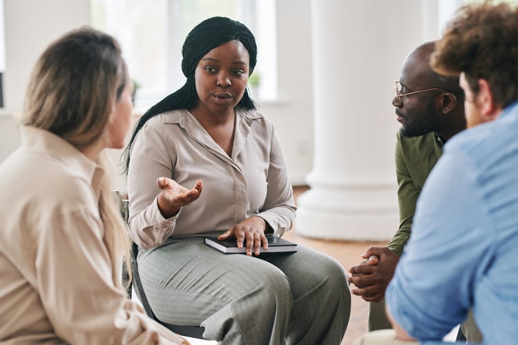 Employees discussing mental health