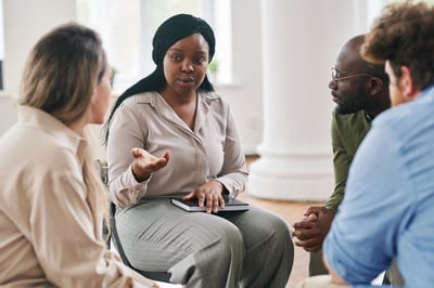 Employees discussing mental health