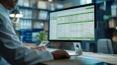 Public health leader on computer using ehr 