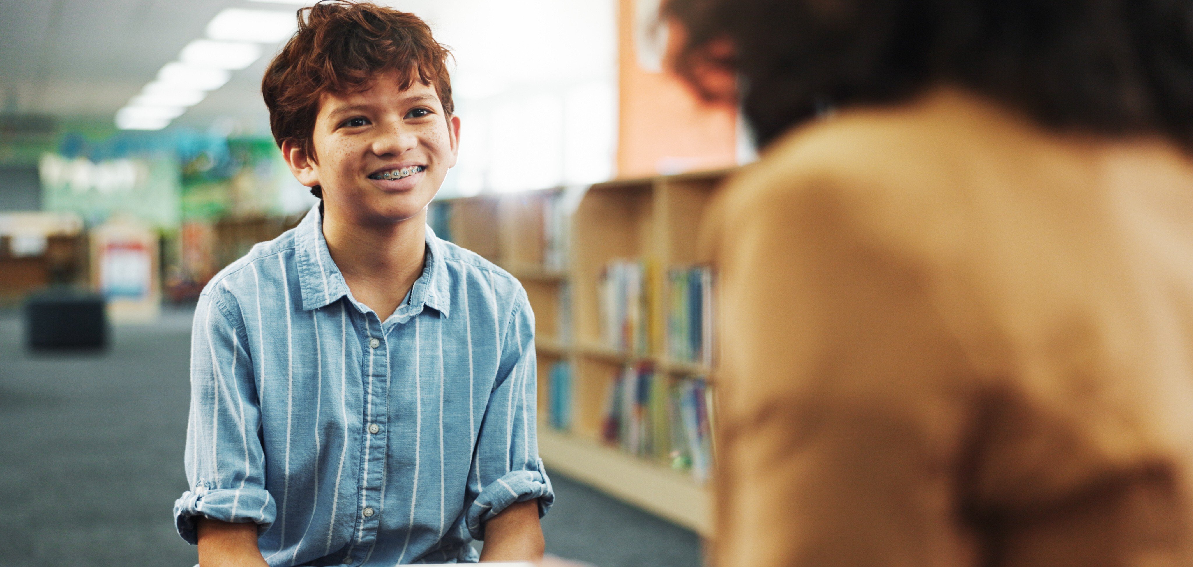 Child undergoing a mental health screening in school