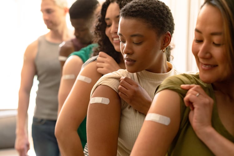 Row of vaccinated patients 