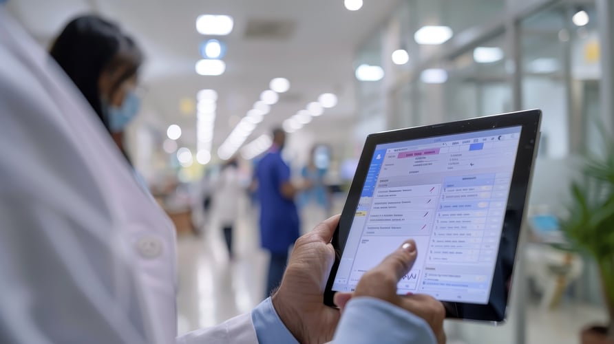 healthcare professional with a tablet