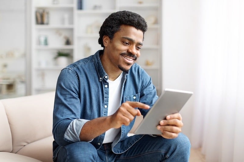 man using tablet