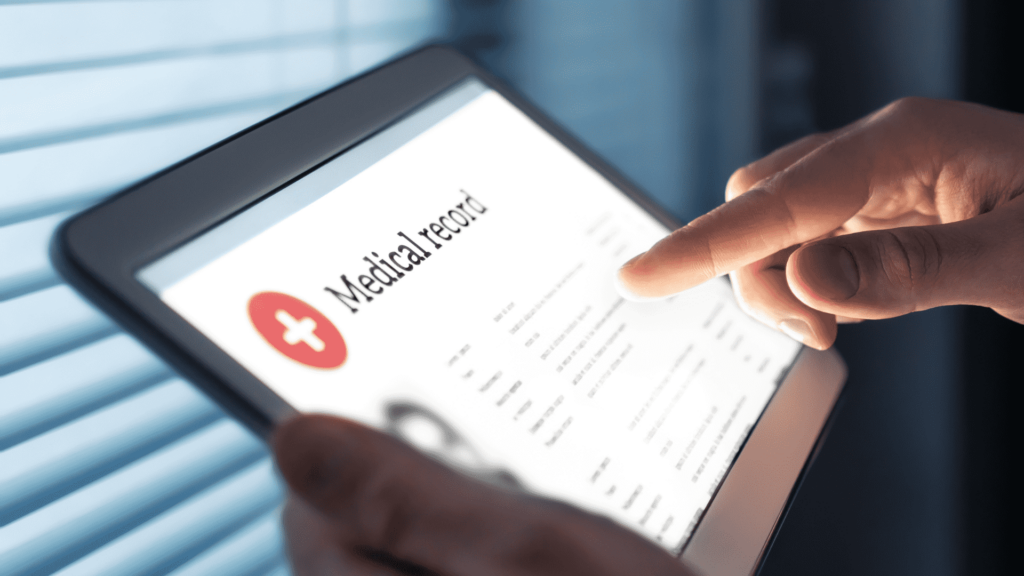 Medical Records display on a table for Cloud Based EHR